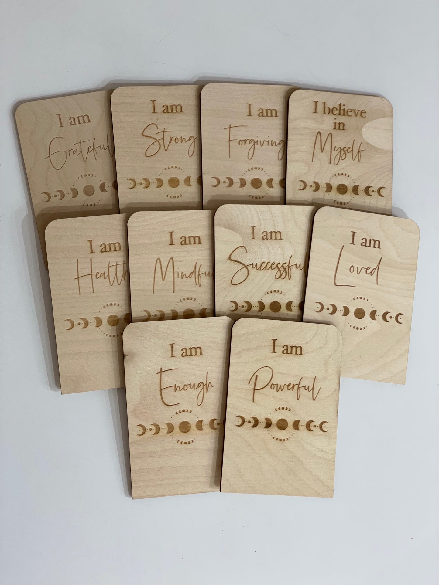 Timber affirmation cards with stand